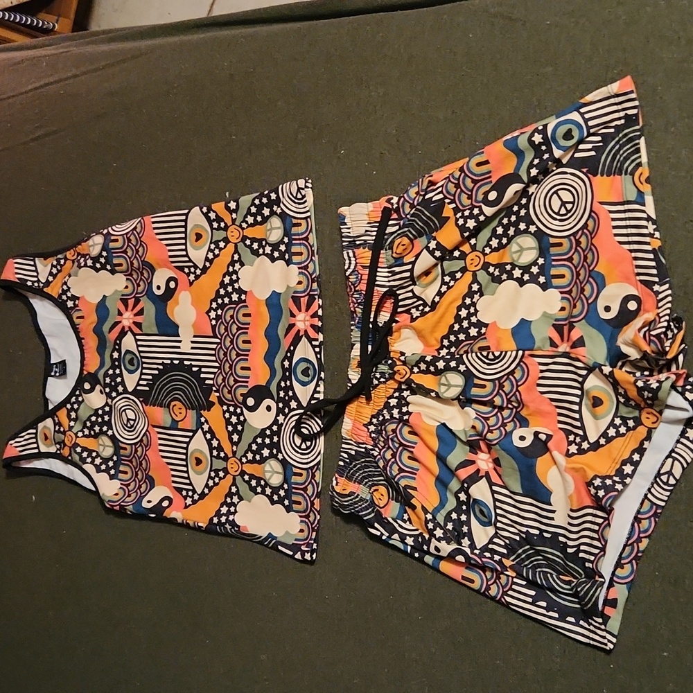 Vibrant Multicolor Women's Pajama Tank & Shorts Set